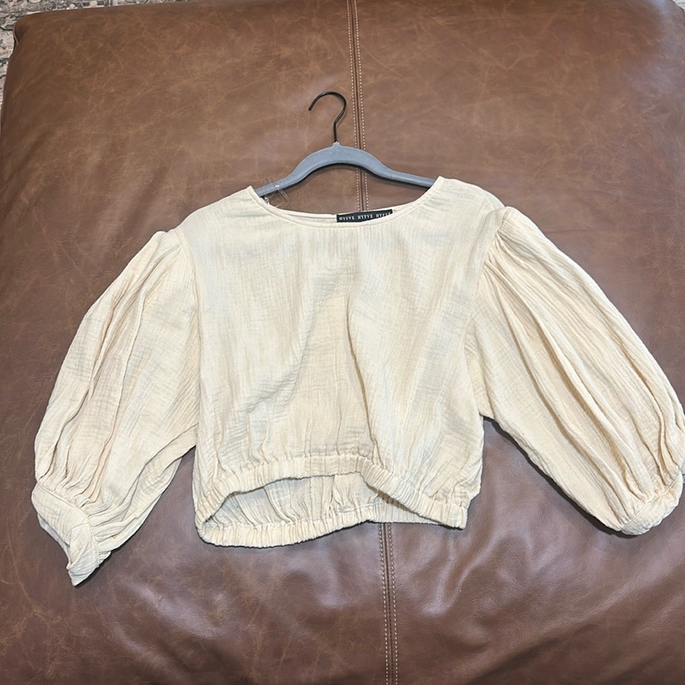Boutique cotton/gauze, cream colored crop top